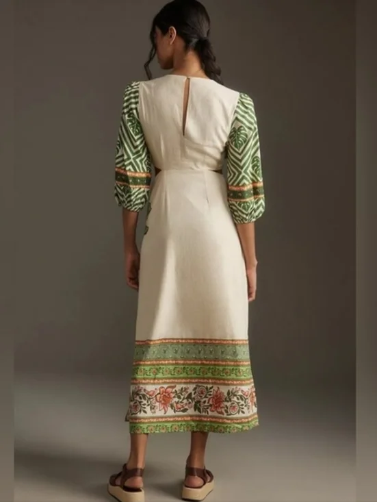 Farm Rio/ Anthropologie Palm V- Neck Midi Dress - Picture 2 of 9